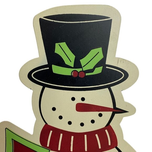 Large Christmas Snowman Metal Standing Decor 12" Retro Holiday - Picture 3 of 10